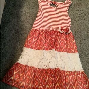 Red and White Striped Kids Dress